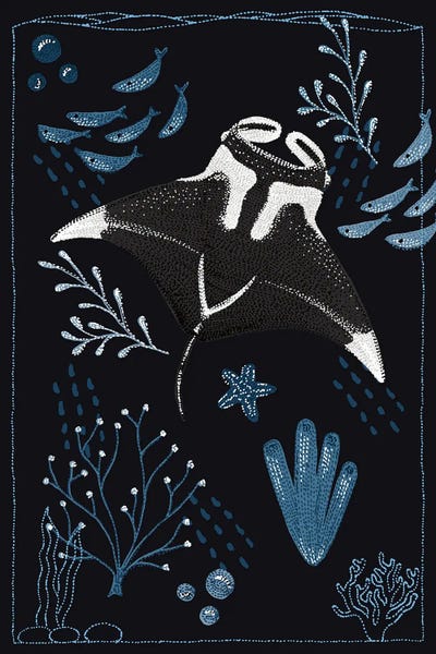 Ocean Garden Manta Ray by Kelsey Emblow art print