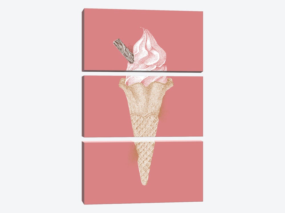 Summer Seaside 99 Ice Cream by Kelsey Emblow 3-piece Canvas Art Print