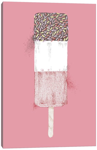 Summer Seaside Ice Lolly Canvas Art Print - Ice Cream & Popsicle Art