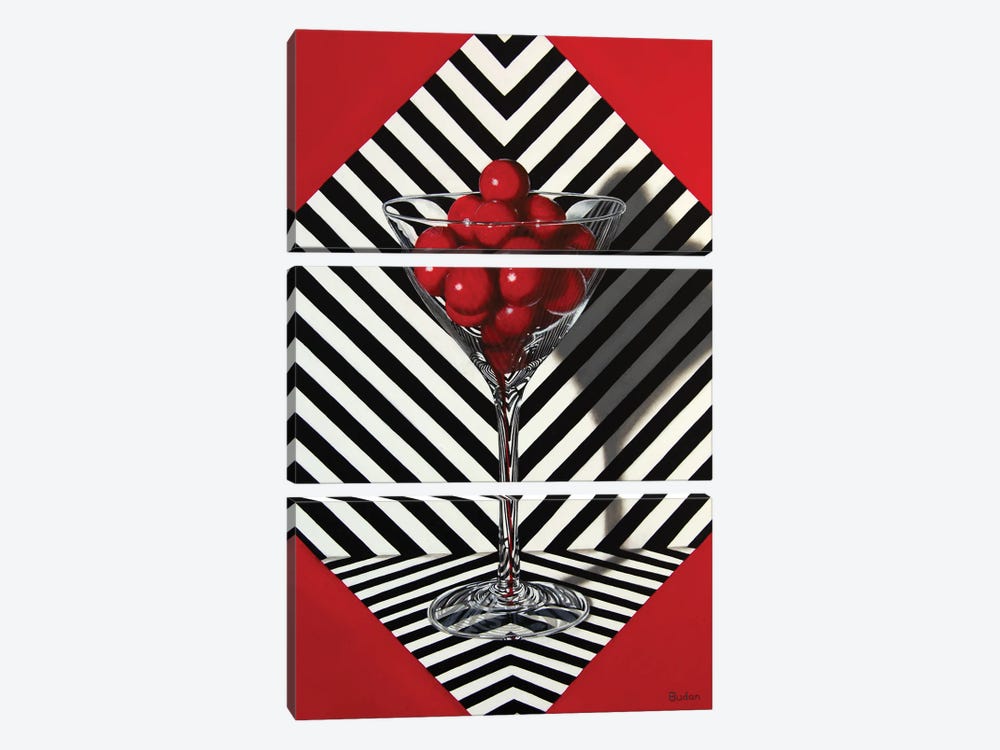 Just Red by Karen Budan 3-piece Canvas Print