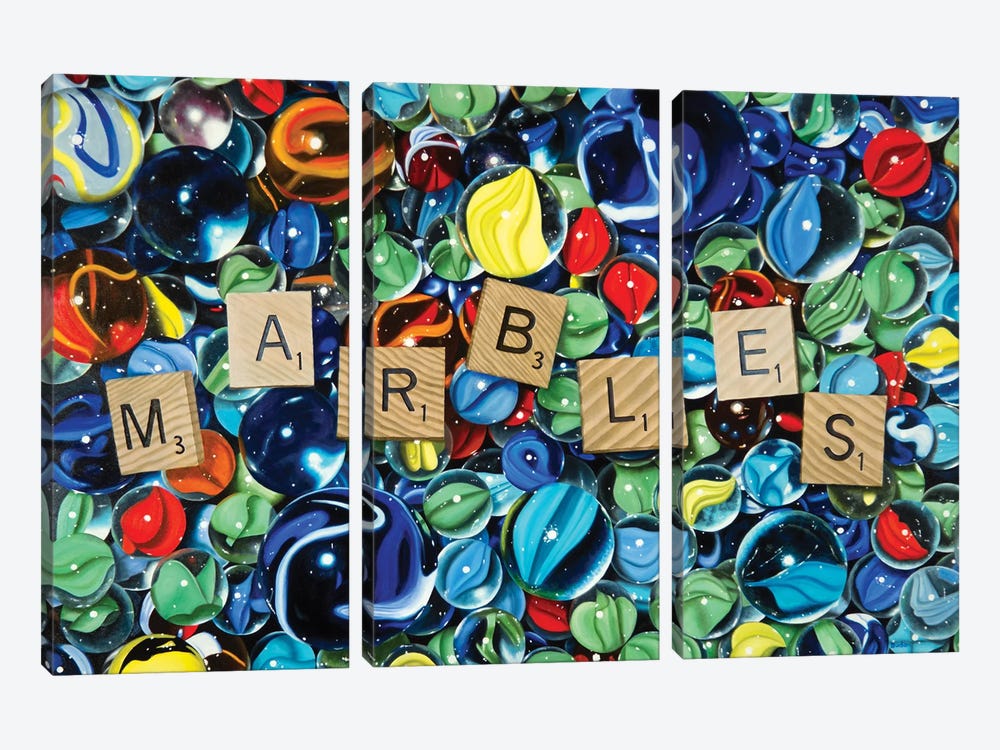 Marbles For 11 Points by Karen Budan 3-piece Canvas Art Print