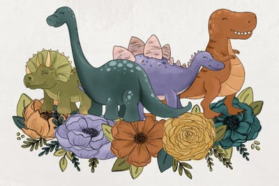 Dinosaur Florals by Katie Bryant canvas print
