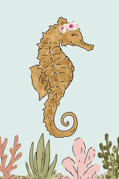 Floral Crown Seahorse by Katie Bryant canvas print
