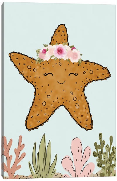 Floral Crown Starfish Canvas Art Print - Katie Bryant