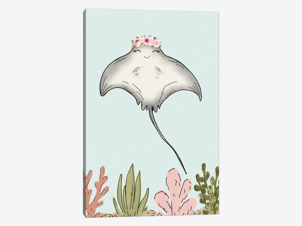Floral Crown Stingray by Katie Bryant 1-piece Canvas Wall Art