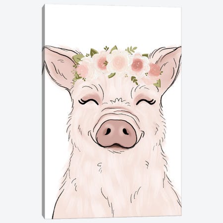 Floral Crown Pig Canvas Print #KBY112} by Katie Bryant Art Print