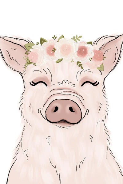 Pigs: Floral Crown Pig by Katie Bryant