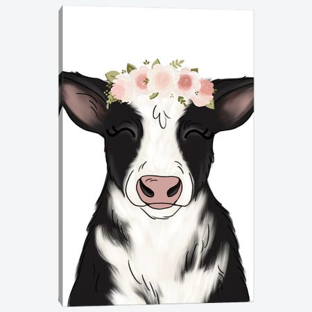 Floral Crown Cow Canvas Print #KBY115} by Katie Bryant Canvas Art