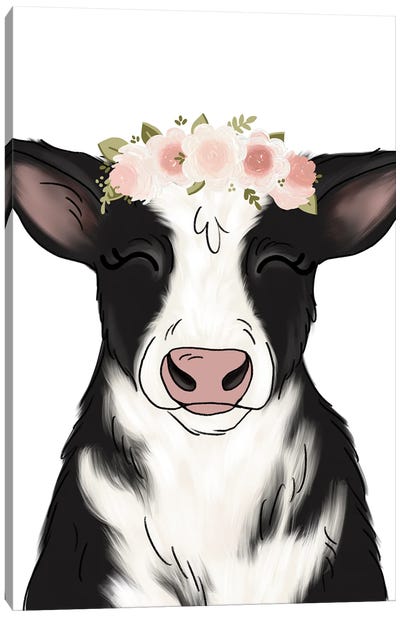 Floral Crown Cow Canvas Art Print - Katie Bryant