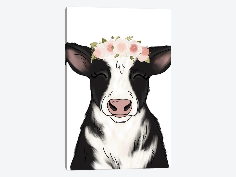 Floral Crown Cow by Katie Bryant 1-piece Canvas Wall Art