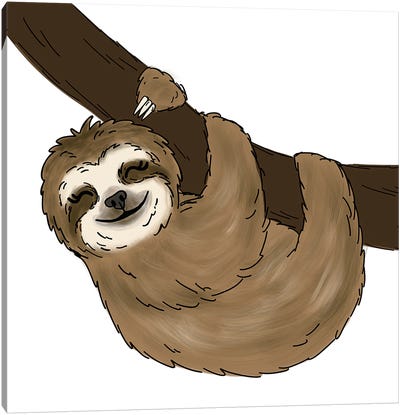 Tree Sloth Canvas Art Print - Sloth Art