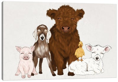 Farm Babies Canvas Art Print - Goat Art