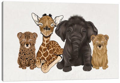 Safari Babies Canvas Art Print - Giraffe Art