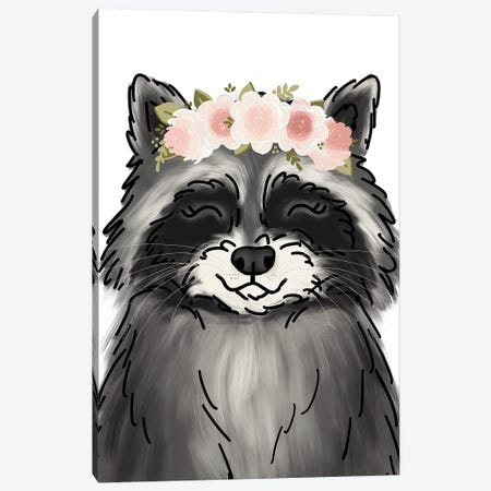 Floral Crown Raccoon Canvas Print #KBY123} by Katie Bryant Canvas Wall Art
