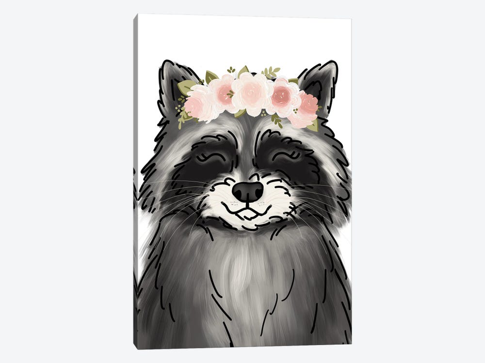 Floral Crown Raccoon by Katie Bryant 1-piece Canvas Print