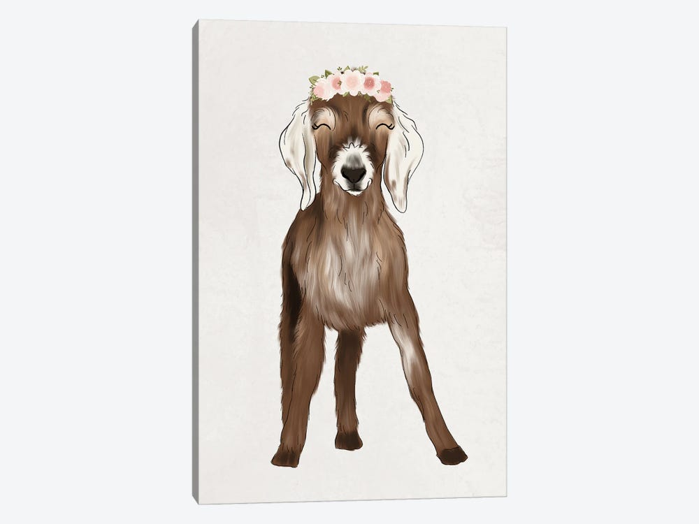 Floral Crown Baby Goat by Katie Bryant 1-piece Canvas Art