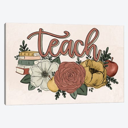 Teach Florals Canvas Print #KBY127} by Katie Bryant Art Print
