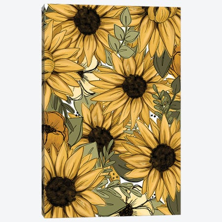 Sunflower Sketched Florals Canvas Print #KBY133} by Katie Bryant Canvas Print