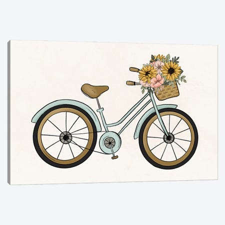 Floral Bicycle Canvas Print #KBY135} by Katie Bryant Canvas Artwork