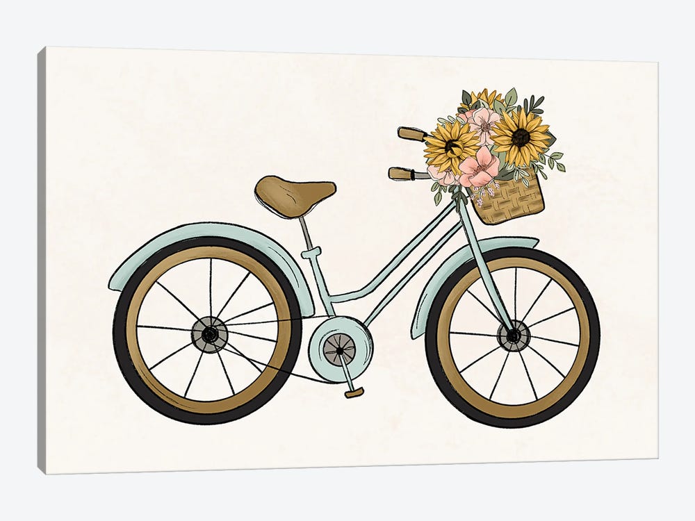 Floral Bicycle by Katie Bryant 1-piece Canvas Wall Art