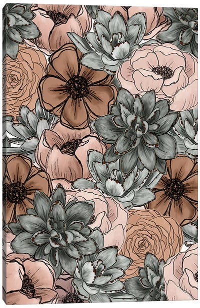 Soft Succulent Florals Canvas Art Print - Katie Bryant