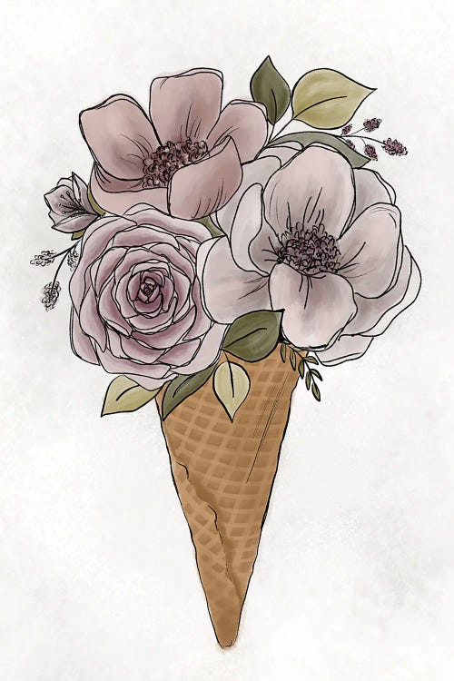 Floral Ice Cream Cone