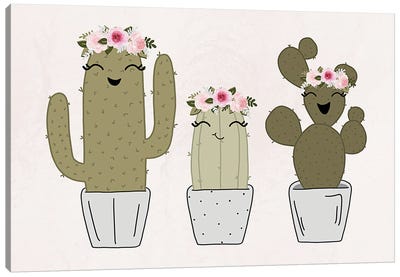Cactus Friends Canvas Art Print - Unlikely Friends