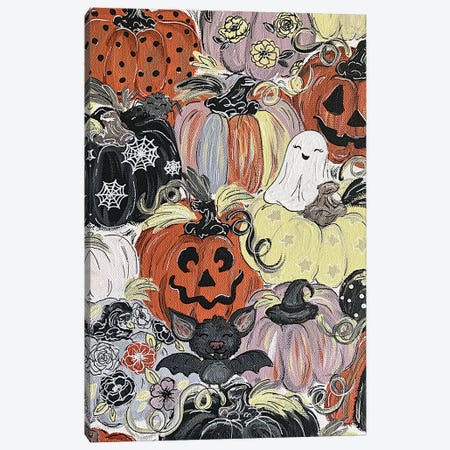 Spooky Pattern Pumpkins Canvas Print #KBY159} by Katie Bryant Art Print