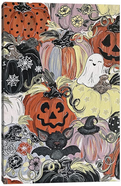 Spooky Pattern Pumpkins Canvas Art Print - Pumpkins