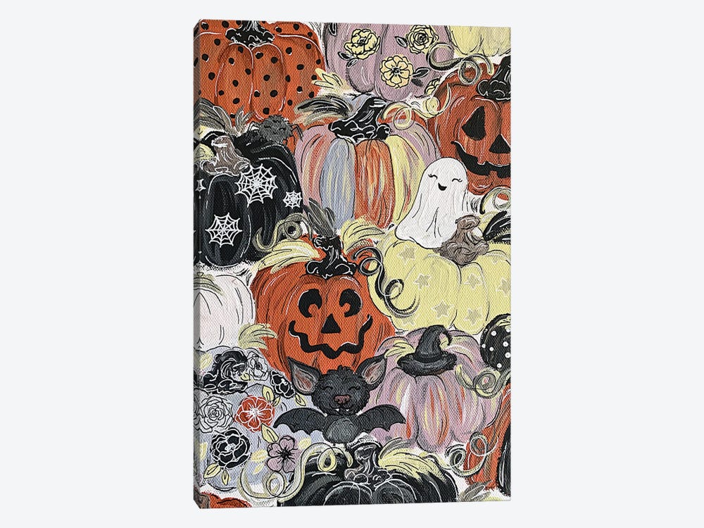 Spooky Pattern Pumpkins by Katie Bryant 1-piece Canvas Artwork