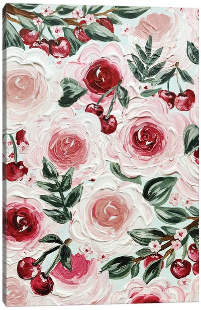 Cherry Florals Canvas Art Print - Katie Bryant
