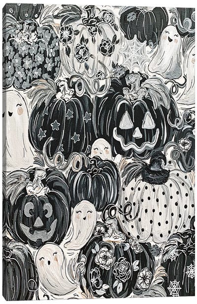 Ghostly Pattern Pumpkins Canvas Art Print - Pumpkins