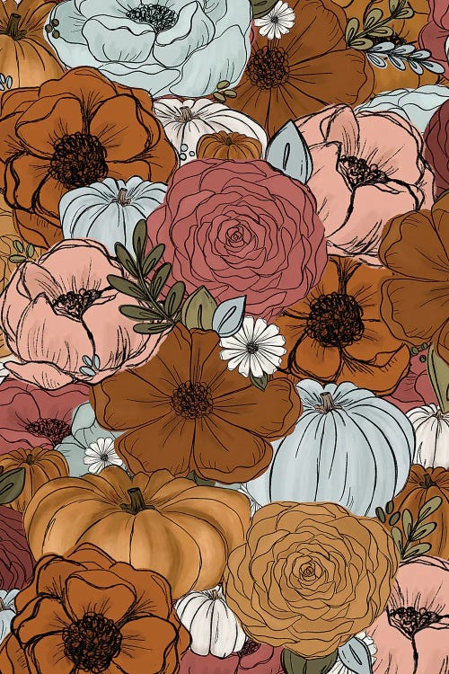 Retro Pumpkin Florals