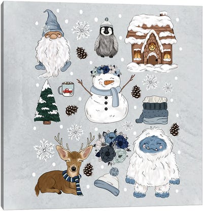 Frosty Feels Canvas Art Print - Christmas Gnome Art