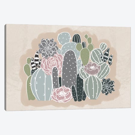 Floral Cactus Family Canvas Print #KBY16} by Katie Bryant Canvas Wall Art
