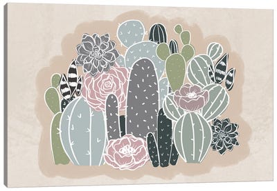 Floral Cactus Family Canvas Art Print - Katie Bryant