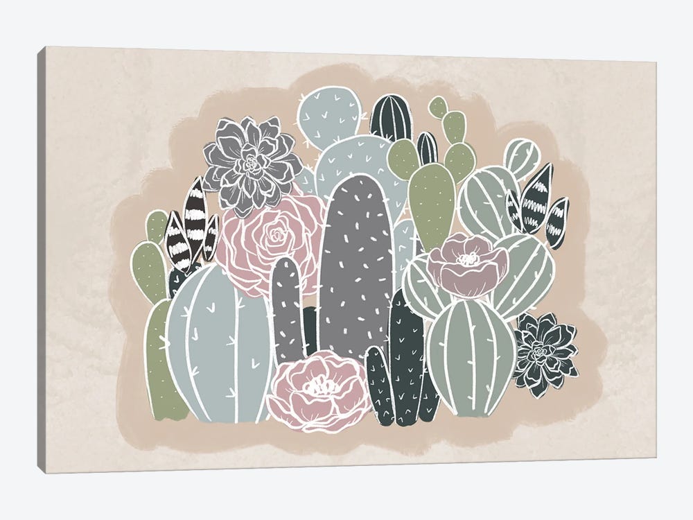 Floral Cactus Family by Katie Bryant 1-piece Canvas Wall Art