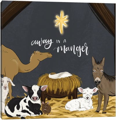 Manger Friends Canvas Art Print - Nativity Scene Art