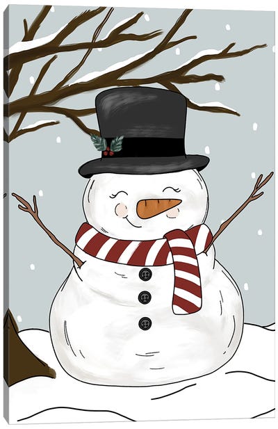 Little Snowman Canvas Art Print - Snowman Art