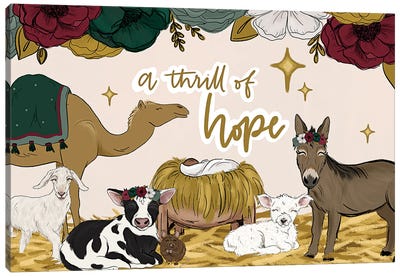 A Thrill Of Hope Manger Friends Canvas Art Print - Religious Christmas Art