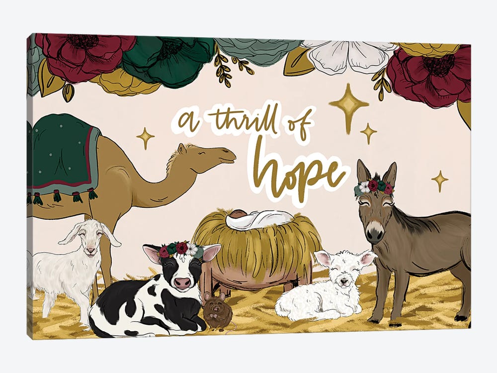 A Thrill Of Hope Manger Friends by Katie Bryant 1-piece Canvas Art