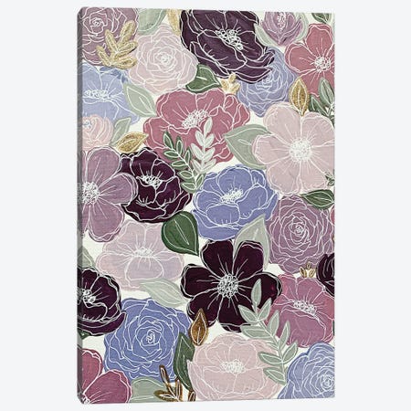 Purple Florals Canvas Print #KBY179} by Katie Bryant Canvas Art Print