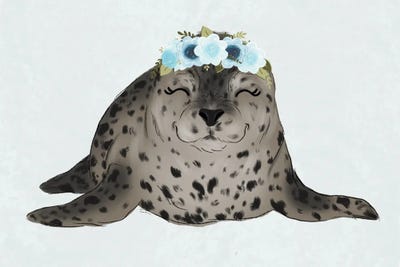 Floral Crown Baby Seal by Katie Bryant canvas print
