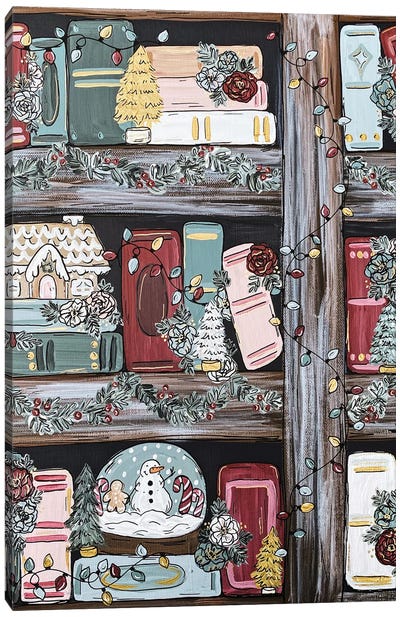 Christmas Bookshelf Canvas Art Print - Katie Bryant