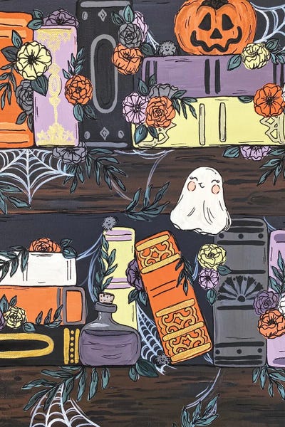 Spooky Bookshelf by Katie Bryant art print