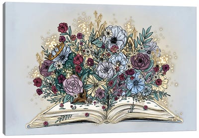 Fairytale Florals Canvas Art Print - Book Art
