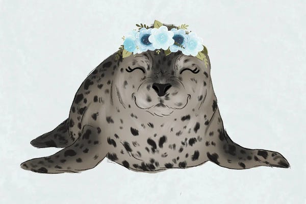 Seals: Floral Crown Baby Seal by Katie Bryant