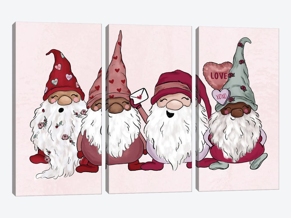 Love Gnomes (Horizontal) by Katie Bryant 3-piece Canvas Art Print