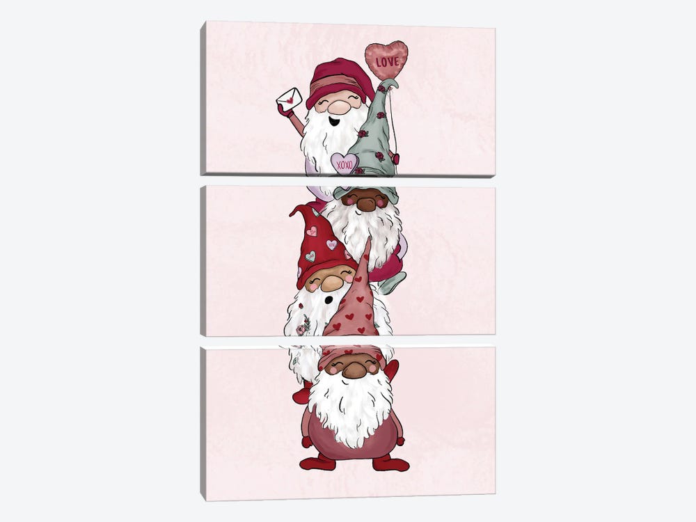 Love Gnomes (Vertical) by Katie Bryant 3-piece Canvas Artwork