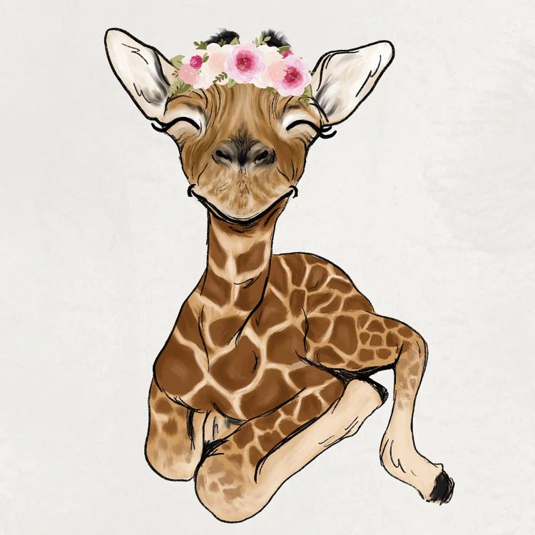 Baby Giraffe With Floral Crown